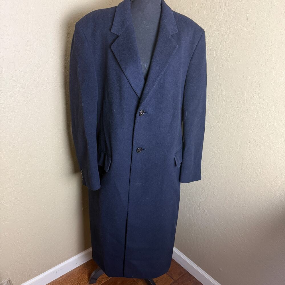 Turner & Son Spencer Men's Black Wool Blend Long Overcoat Made in England 42